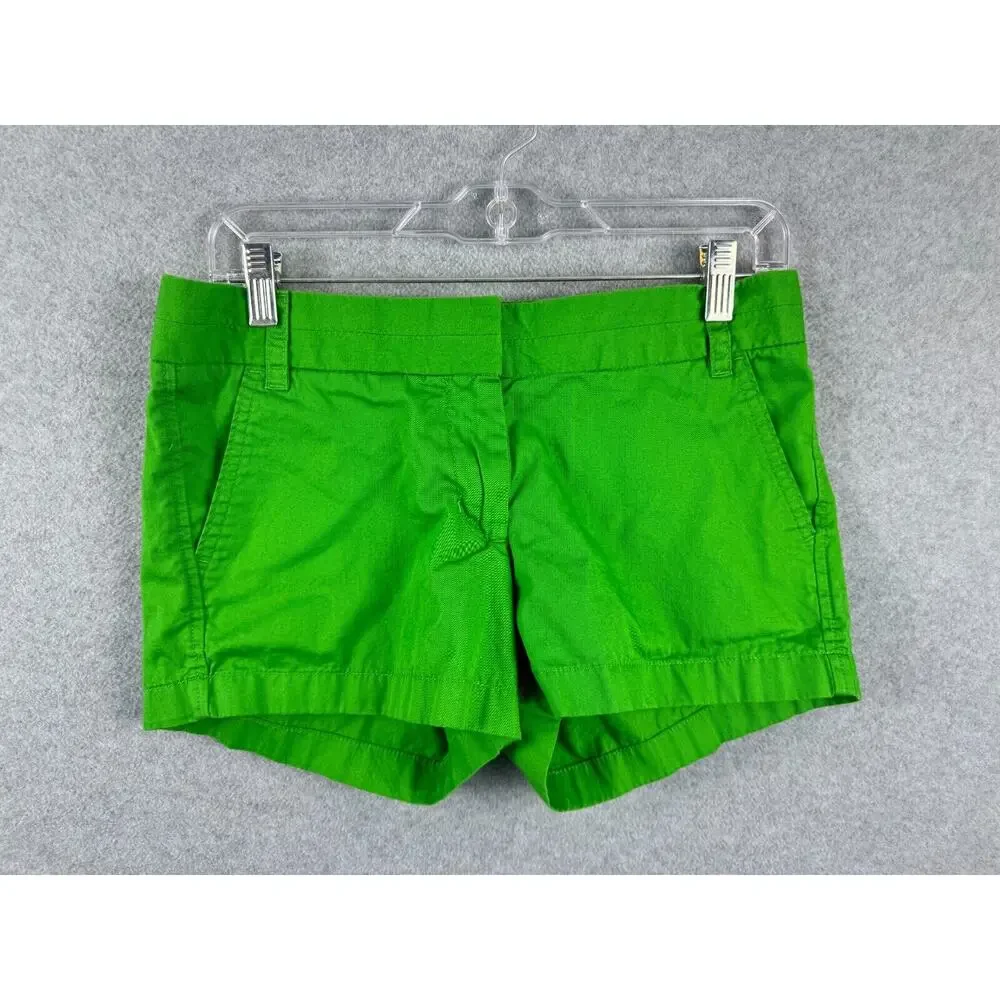 J Crew Chino Broken In Shorts Womens 4 Lime Green Low‎ Rise Summer 30